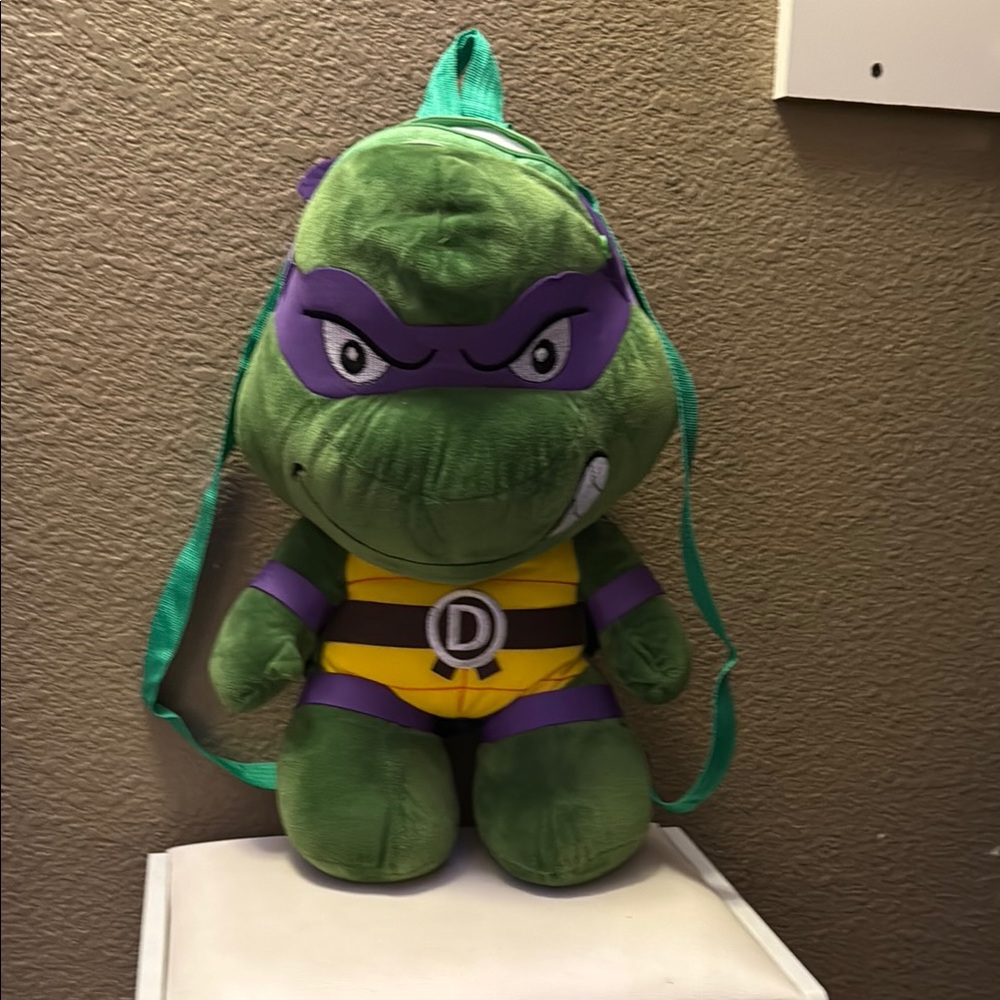 Green and Purple Plush Turtle Backpack